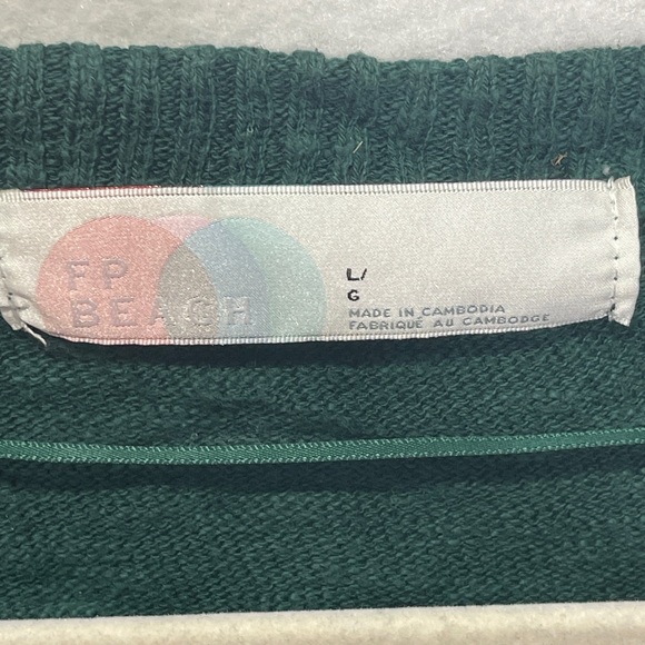 Free People Beach Dionne Green Sweater Top Size Large - Picture 4 of 4